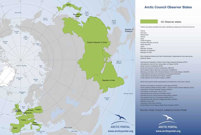 Arctic Portal Map - Arctic Council Observer States